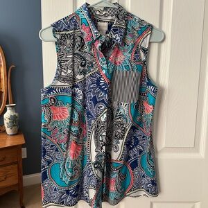 Chico's Blue and Pink Sleeveless Shirt - Size 1